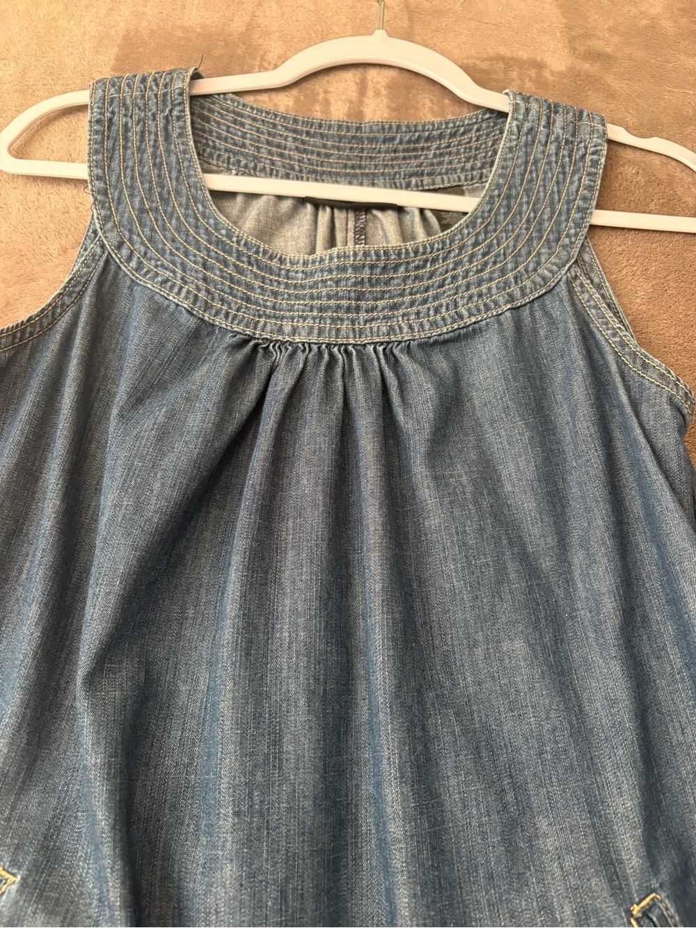 Axcess Light Blue Chambray Sleeveless Yoke Tank Dress